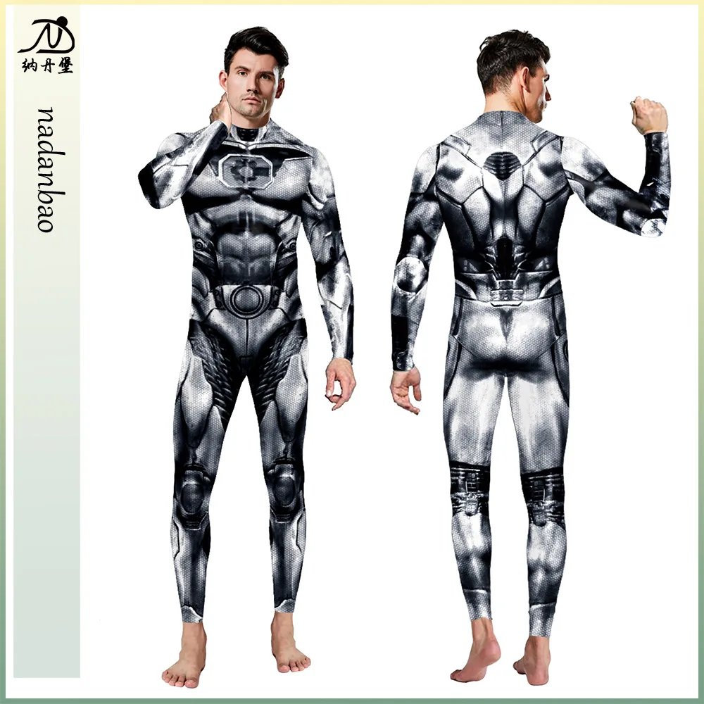 

Movie Character Skull Cosplay Jumpsuit Men Women Tech Sle Printed Skin Tight Suit Stage Performance Traditional Chinese Cos...