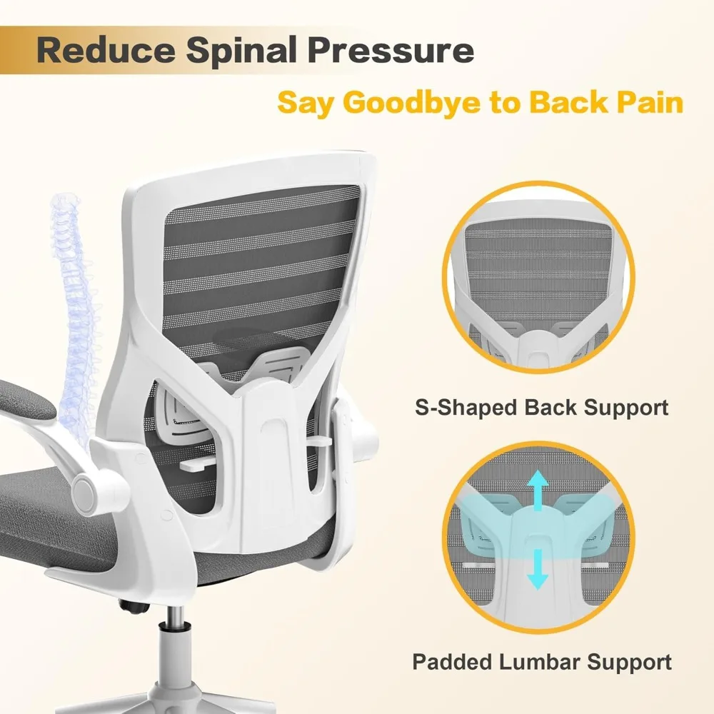 Комфортное эргономичное офисное кресло для облегчения боли в спине — прочная пенопластовая амортизация и регулируемая поясничная поддержка