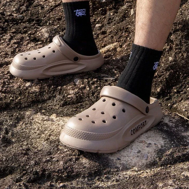 Zapatos con suela gruesa y diseño perforado para hombre y mujer, sandalias para usar en el día a día, zapatillas que aumentan la altura, sandalias de playa para hacer senderismo.