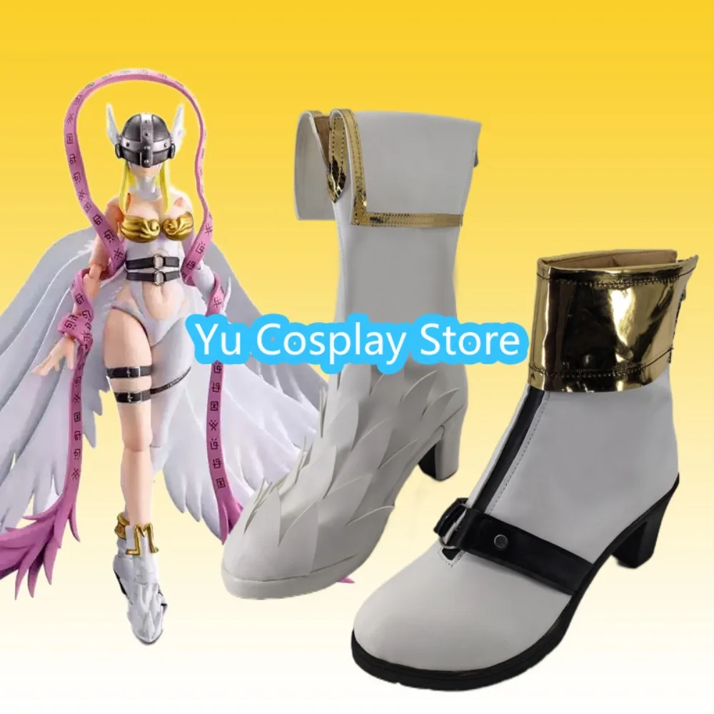 Angewomon Cosplay Shoes Pink High Heels Boots Custom Made Hand Made Prop Shoes Women