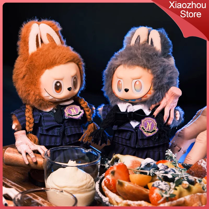 

New Suitable For Labubu Clothing 17cm/38cm Doll Clothing Wednesday School Uniform Stripes Clothes Shoes Braids And Skirts Suit