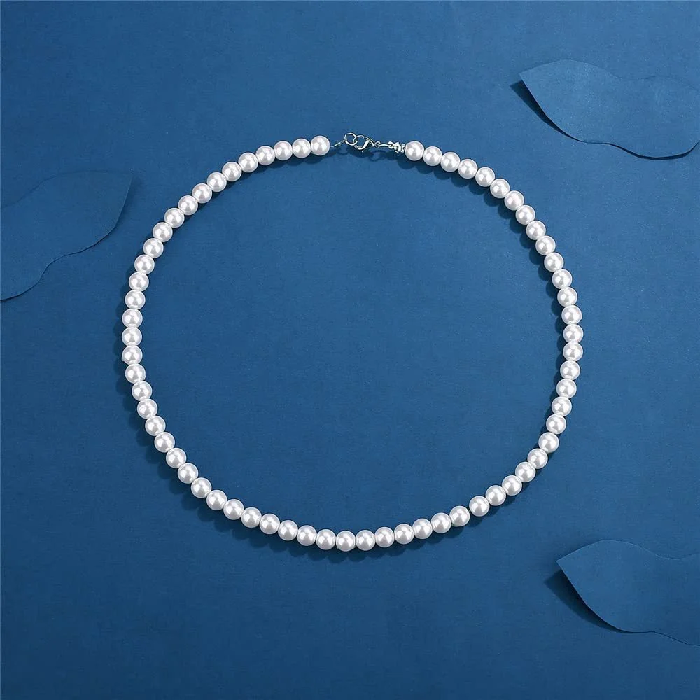 Französische Retro-Perlenkette für Damen, einfacher Acryl-Kugel-Choker, modischer Partyschmuck, vielseitige Accessoires – Detail 4