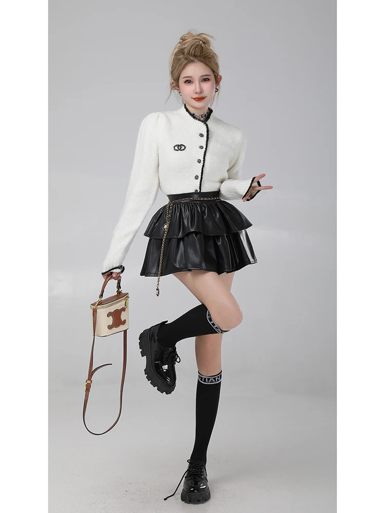 

Autumn Winter Women's ort Fit Knitted Sweater Coat Little Pile Station Small Fraance Sle Outerwear Commute Sle Long S...