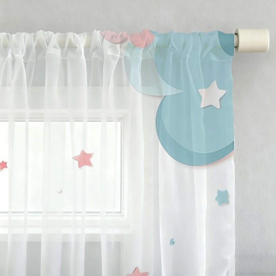 2PCS Digital Print Sheer Curtain, Unicorn Hot Air Balloon, Boho Chic Window Curtains for Living Room Bedroom Home Decor