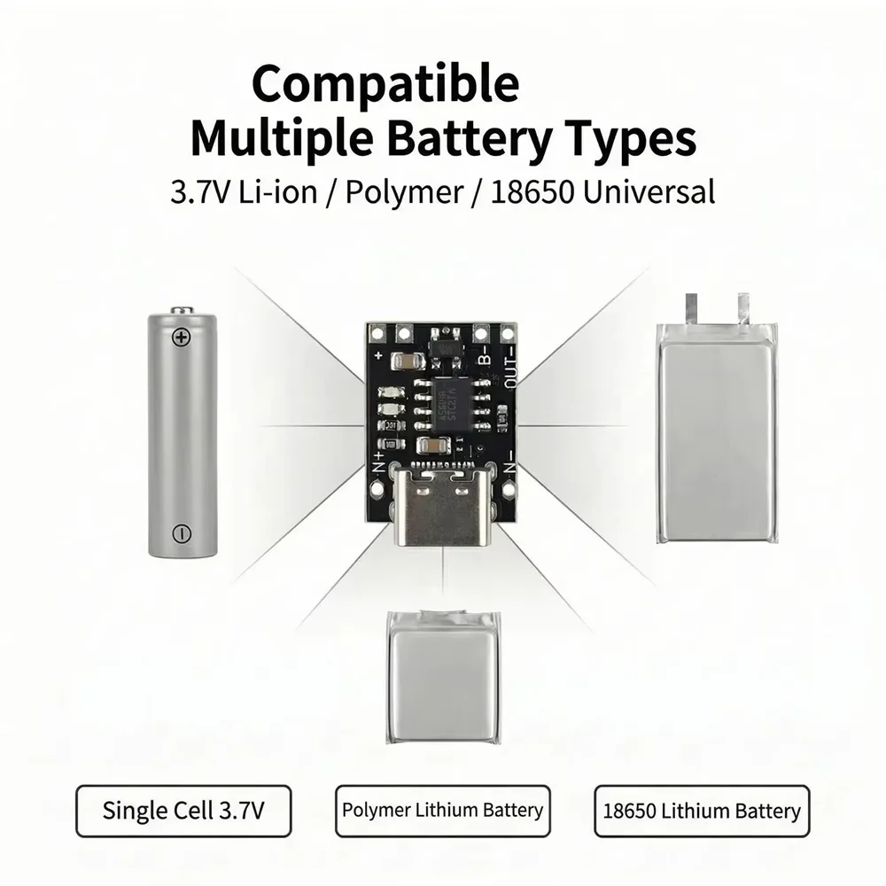 2-20Pcs TP4056 3.7V Lithium Battery Charging Discharging Board With Protection Type-C USB Type C Li-ion Battery Charging Board