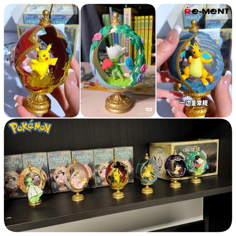 

In Stock Re-Ment Genuine Pokemon Elliptical Retro Collection Miniature Scene Collecte Action Model Blind Box Surprise Gifts