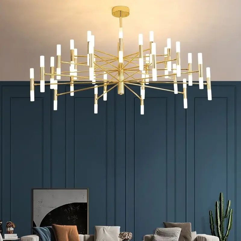 Modern Fashion Designer Black Gold Led Ceiling Art Deco Suspended Chandelier Light Lamp for Kitchen Living Room Loft Bedroom