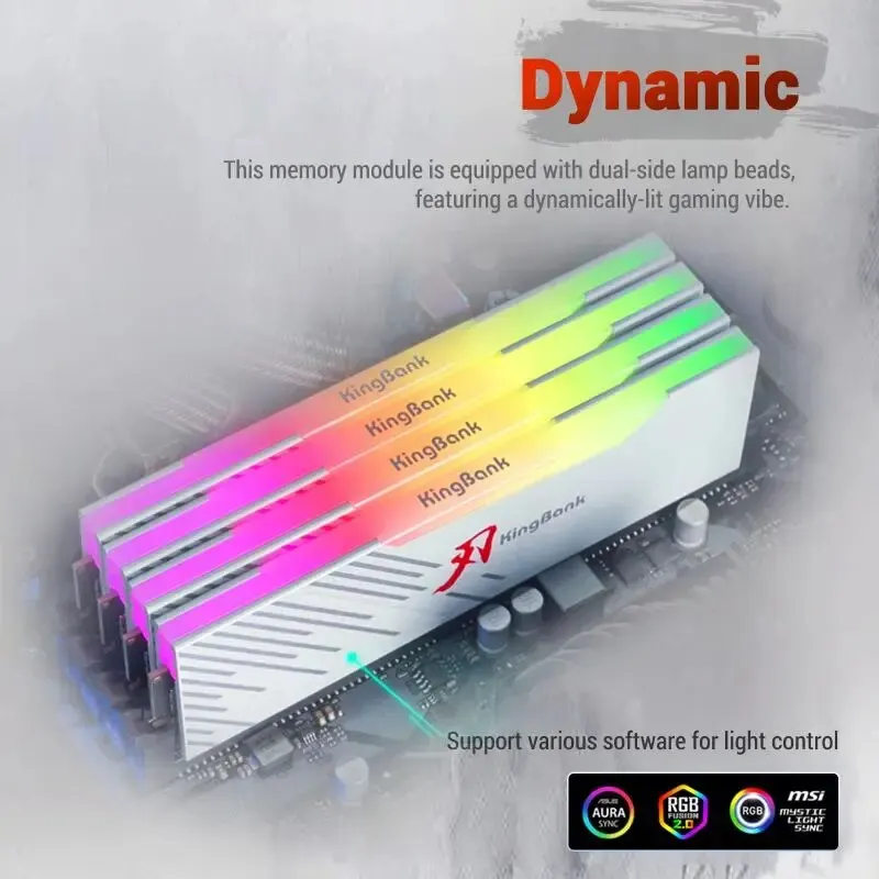 KingBank DDR4 DDR5 RGB память 3600 4000 6000 6400 МГц 8GBx2 16GBx2 32GBx2 64 Гб оригинальный чип, двухканальный потрясающий Настольный ОЗУ