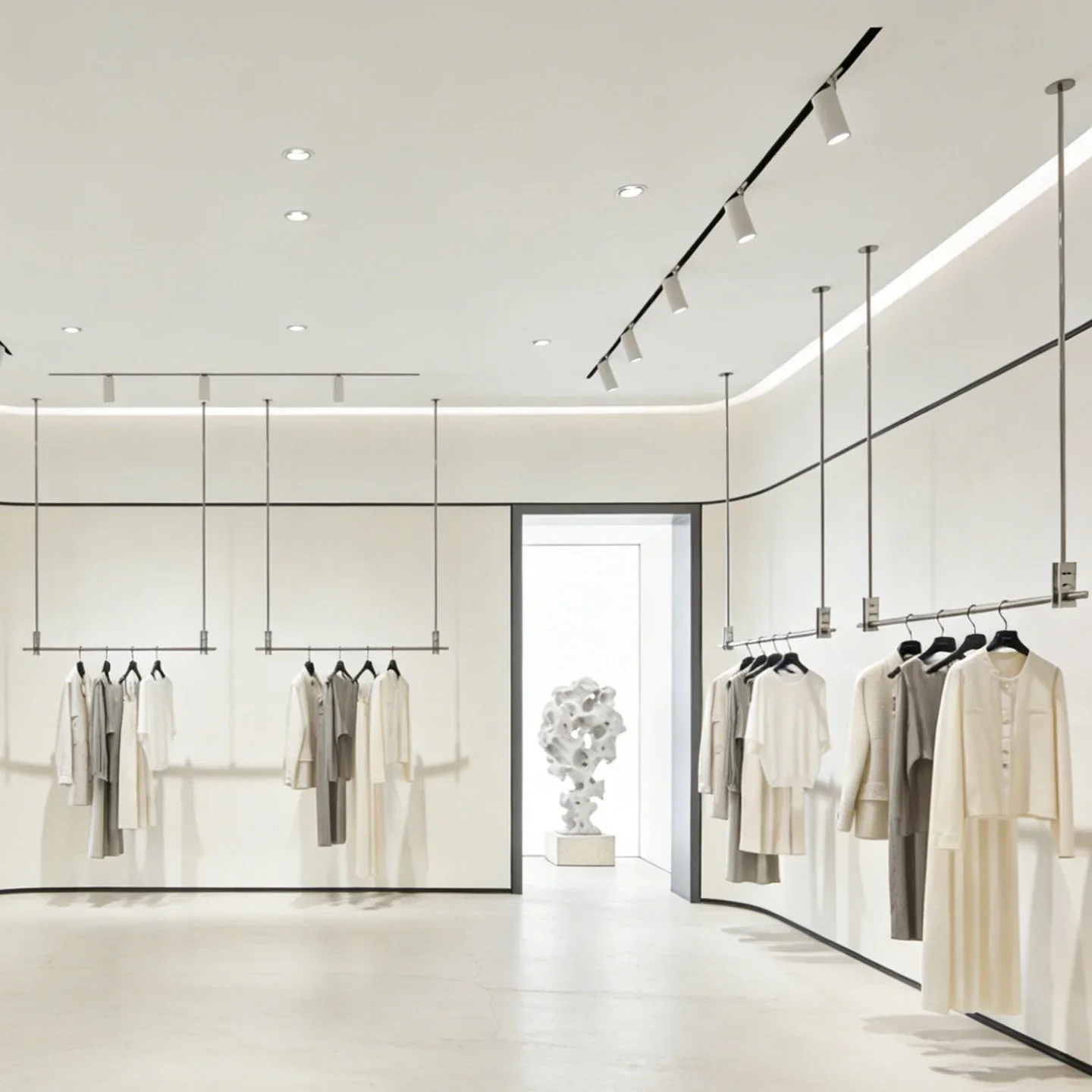 Stainless steel hanger clothing store display rack lifting hanger women's clothing store silver window steel wire adjustment