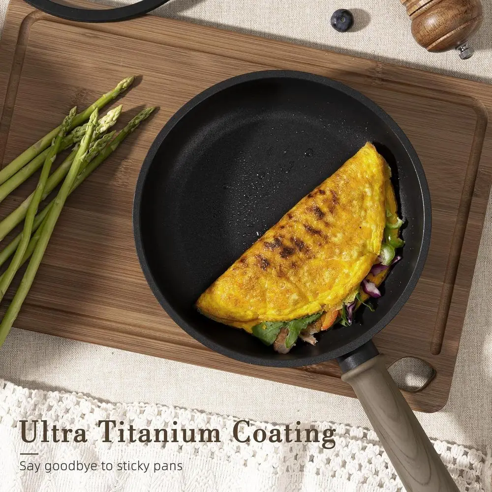 19-Piece Titanium Non-Stick Cookware Set, Healthy Induction Compatible, Black