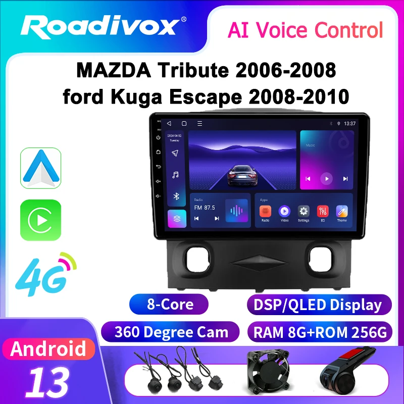 roadivox Android Car Radio for MAZDA Tribute 2006-2008 ford Kuga Escape 2008-2010 GPS Navigation Video Multimedia Player