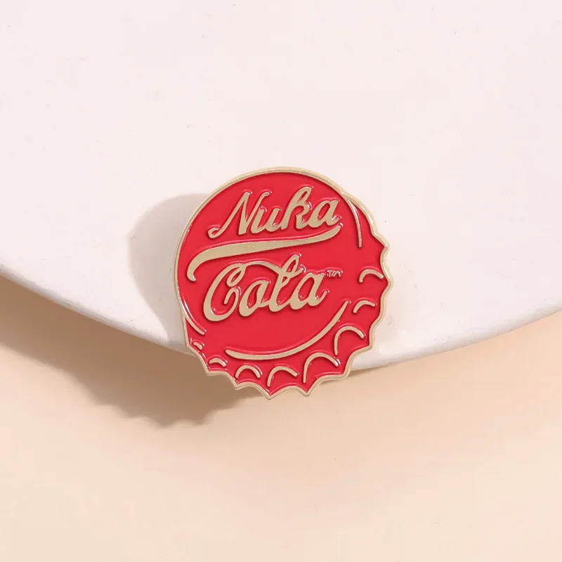 Creative Cartoon Metal Accessories Red Radiation Nucleus Coca-cola Bottle Cap Chest Pin Funny Bottle Cap Badge Brooch