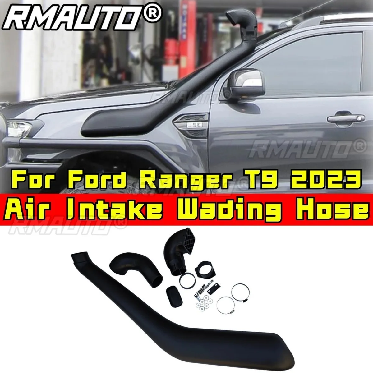 Car Snorkel Kit Air Intake Wading Hose for Ford Ranger T9 2023 Front Side Snorkel Desert Intake Duct Car Accessories