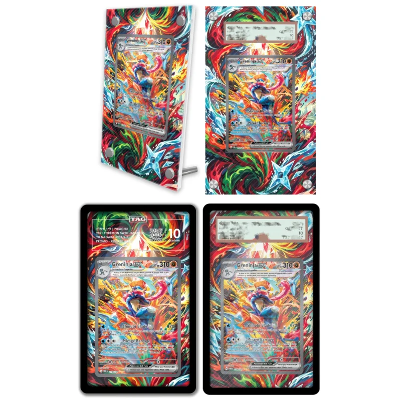 display-de-arte-anime-para-pokemon-scarlet-violet-greninja-estojo-protetor-de-acrilico-para-arte-de-jogo-anime-chaveiro-nivel-de-avaliacao