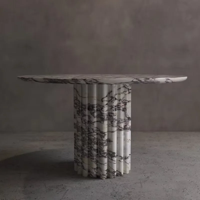 Mesa de comedor redonda de piedra de lujo italiana moderna Calacatta Viola a buen precio a la venta