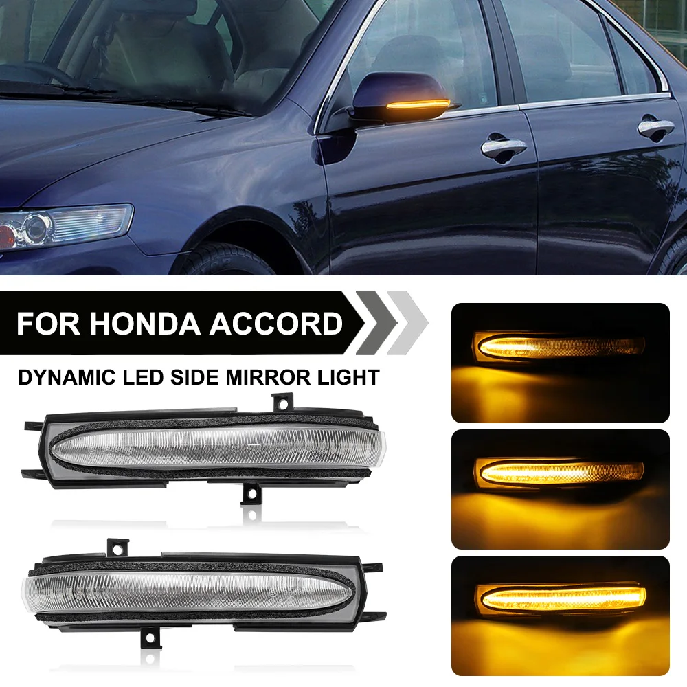 

For Honda Civic 3 Accord MK7 Amber 2PCS Dynamic Side Mirror Blinker Light Sequential Turn Signal Indicator Light Lamp No Error