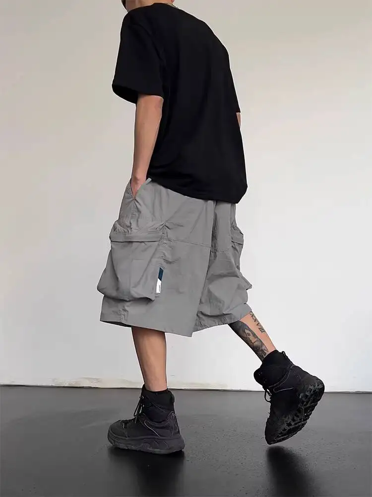 

Unisex Cropped Pants 2026 Summer Hip Hop Style Cargo Shorts With Big Pockets For Men Women High Waist Loose Wide Leg Capris