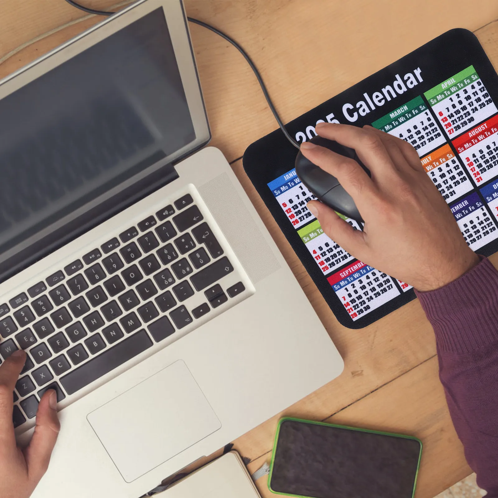 

Gaming Mouse Pad 2025 Calendar Function Desk Mat for Laptop Computer Office Use Non-Slip Rubber Base Cool Mouse Pad