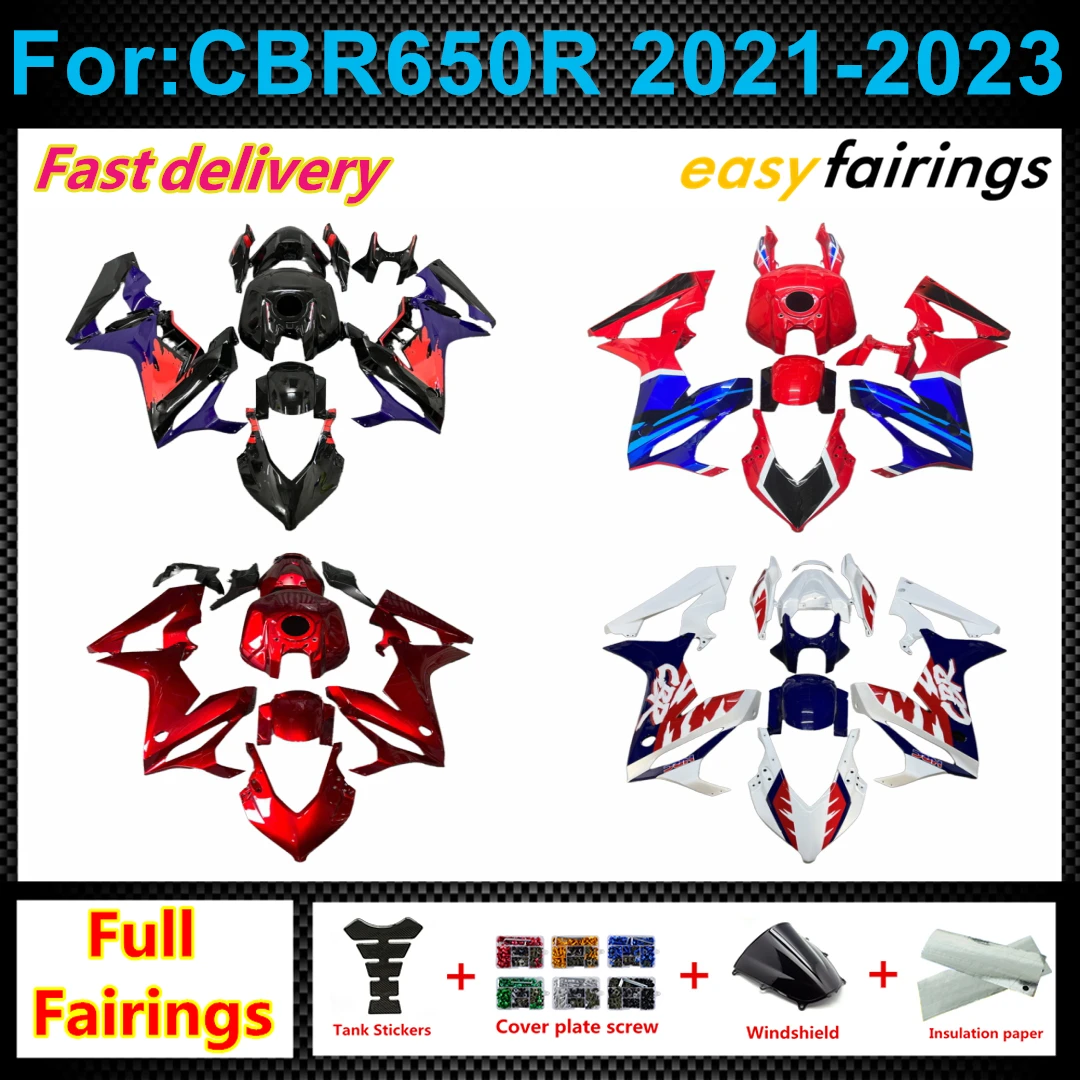 Full Fairing Bodywork Set for CBR650R 2021-2023 Aftermarket ABS Injection Molding Precise Pre-Drilled Fairings Covers Kit