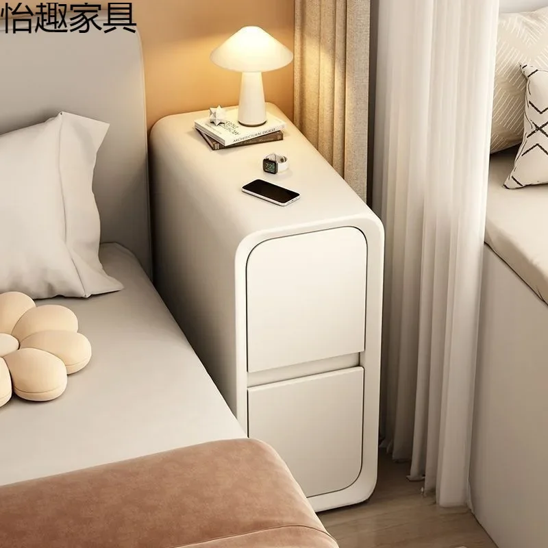 LMM bedroom seam solid wood small narrow cabinet creative bedside shelf ultra narrow bedside table