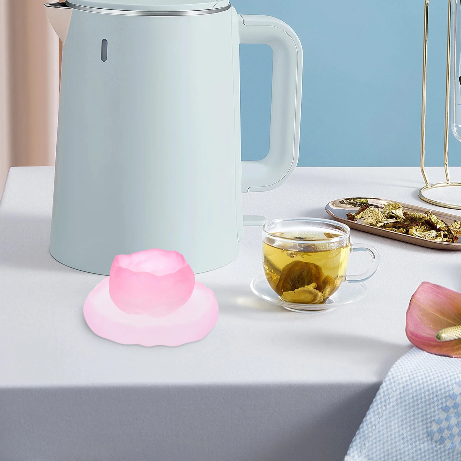 

1Set Pink Tea Cup Glass Coffee Cup Set Suitable for Hot Cold Drinks Milk Soda Water Kung Fu Teacup Glass Mugs for Family