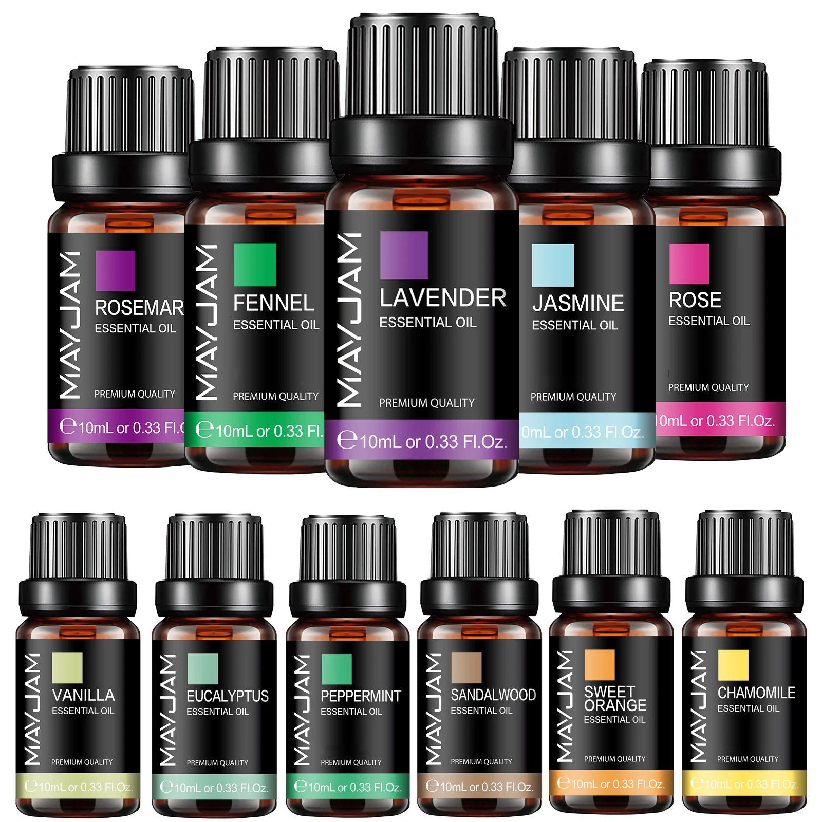 MAYJAM 10ml Plant Natural Essential Oils Lavender Jasmine Eucalyptus Vanilla Sandalwood Rosemary Citronella Aromatherapy Oil