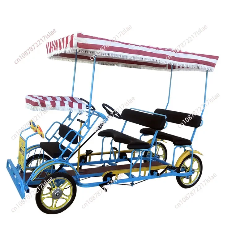 Four people double-row bicycle multi-person riding scenic sightseeing car leisure couple park four-seat four-wheel