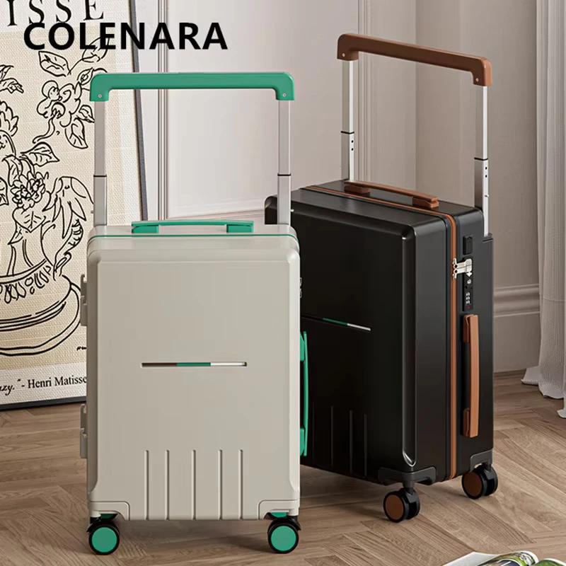 COLENARA Rollkoffer 20 Zoll Boarding Box 24 Zoll USB-Lade Trolley Multifunktions-Passwortbox Damengepäck