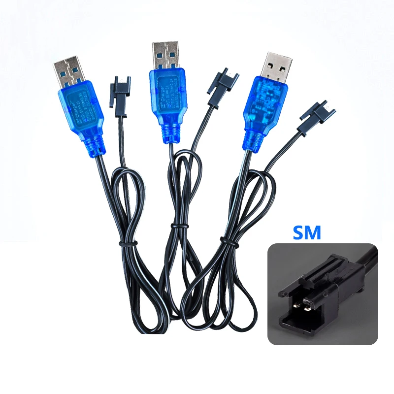 1PCS 3.7V 400mA NiMh/NiCd Battery USB Charger Packs SM 2P Forward Plug Electric Toy USB Charging Cable