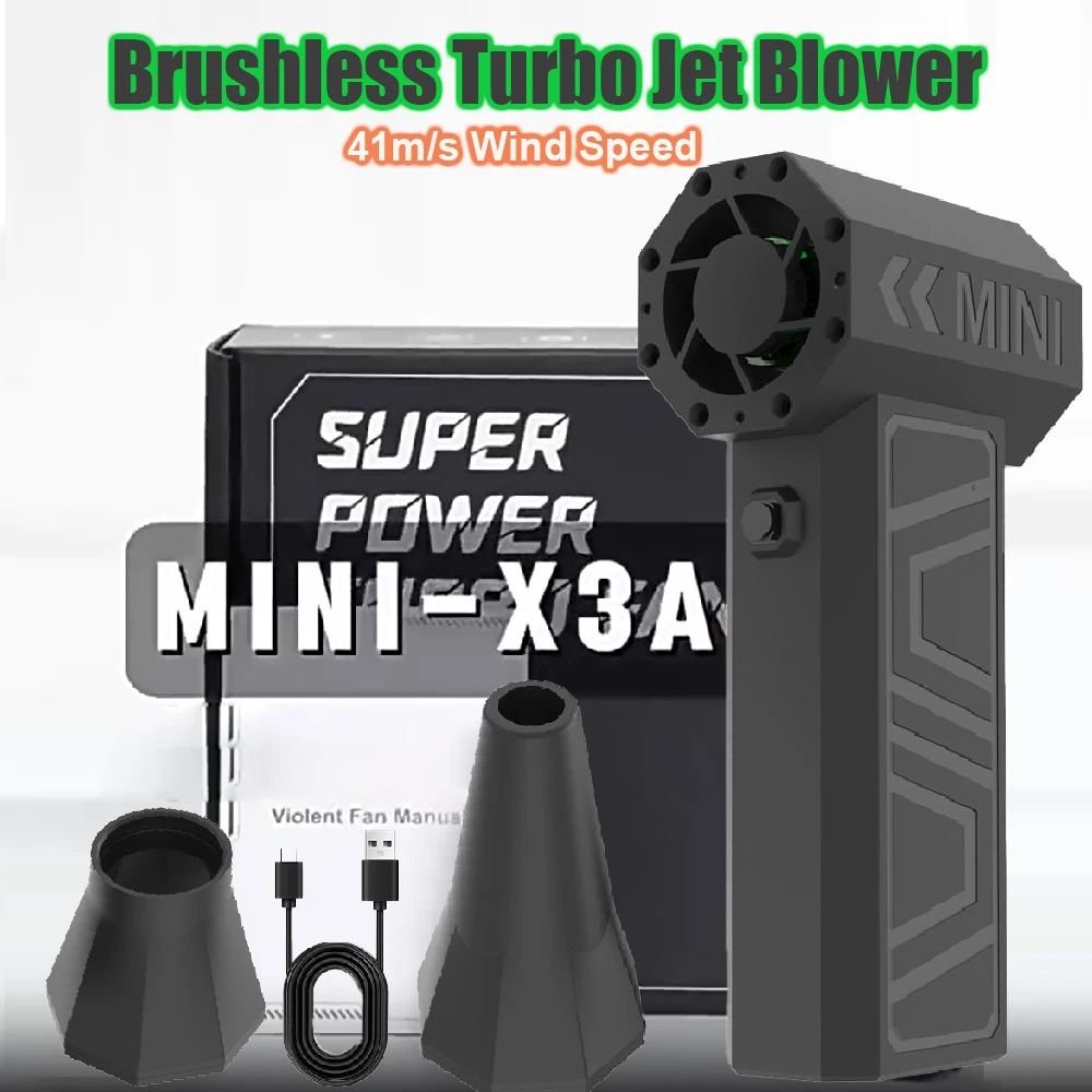 

X3-A Blower Mini Turbo Violent Fan Car Electric Air Duster With 2 Nozzles 41m/s Brushless Turbo Jet Blower for Truck Keyboard