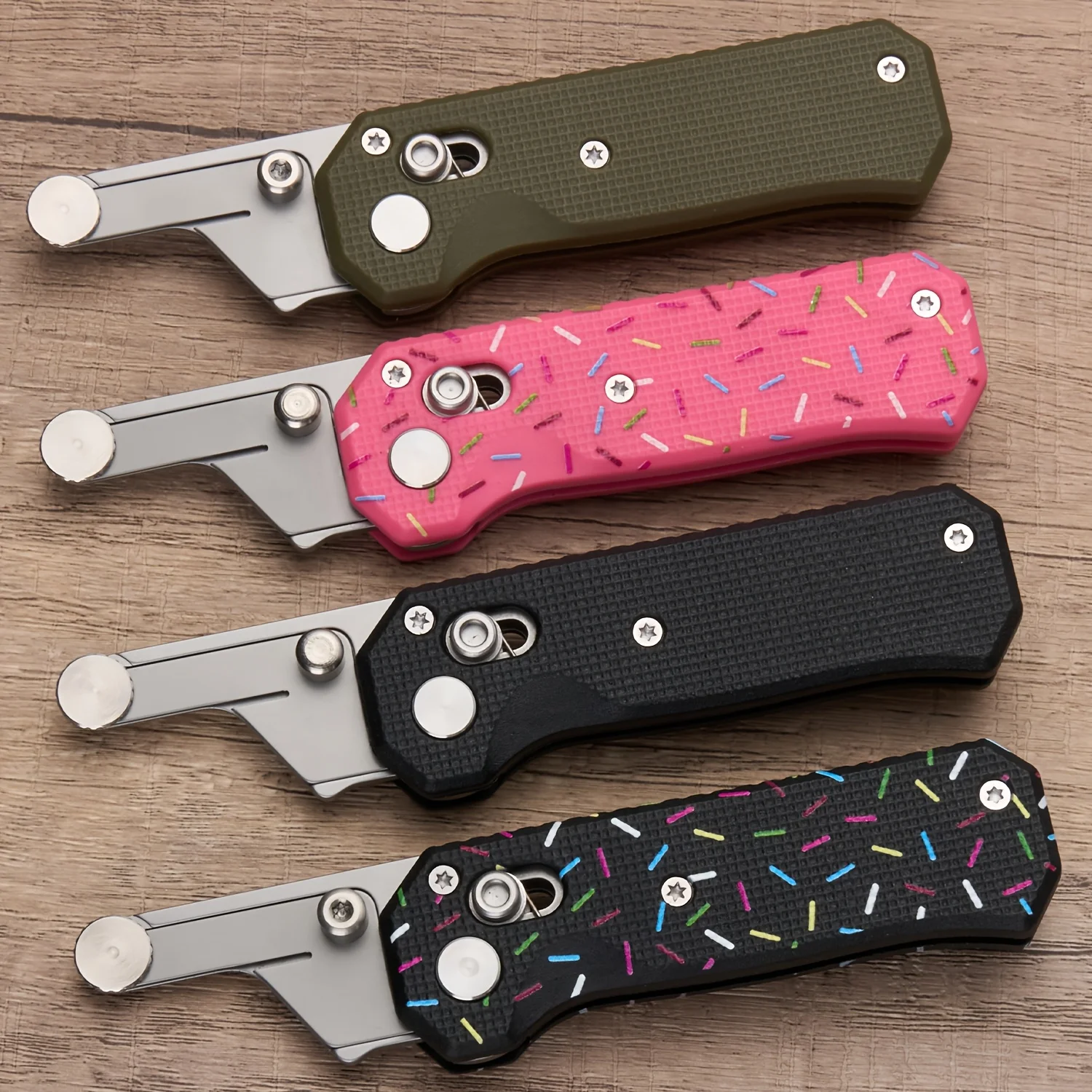 1 szt., 4 opcje kolorystyczne, Różowy nóż w kształcie pączka, Nóż składany, Nóż kieszonkowy outdoorowy, Kompaktowy i wykwintny design