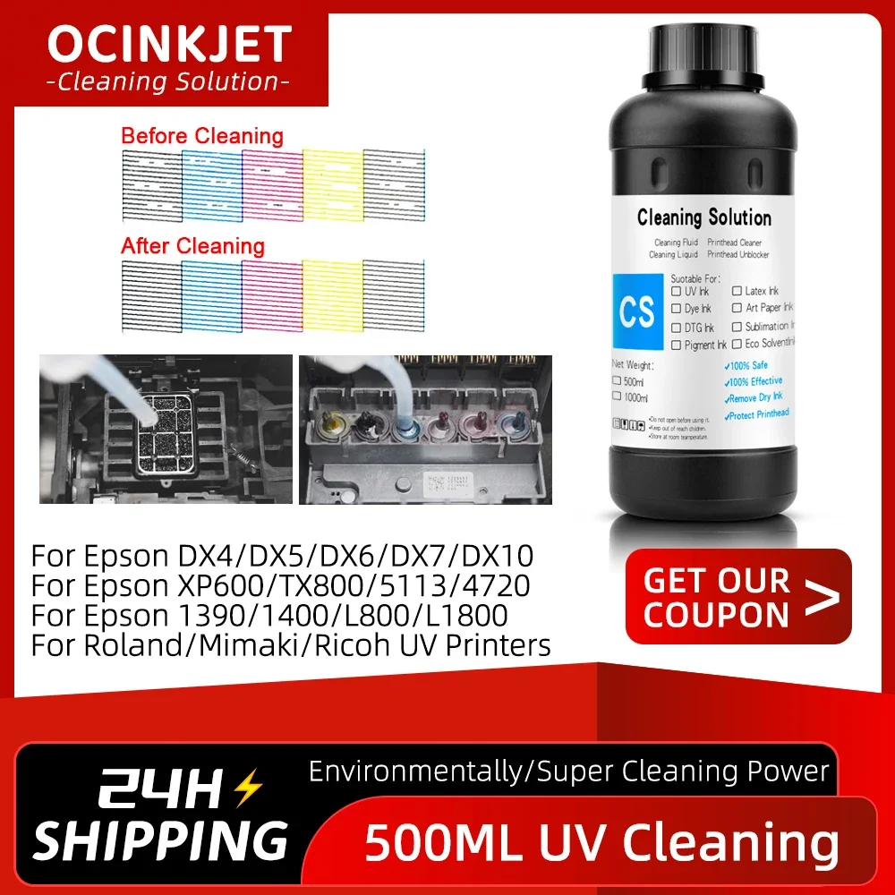 UV Cleaning Liquid 500ML For Epson Roland Mimaki UV Printer Cleaning Fluid For UV Printhead Cleaning Solution UV Ink Cleaner