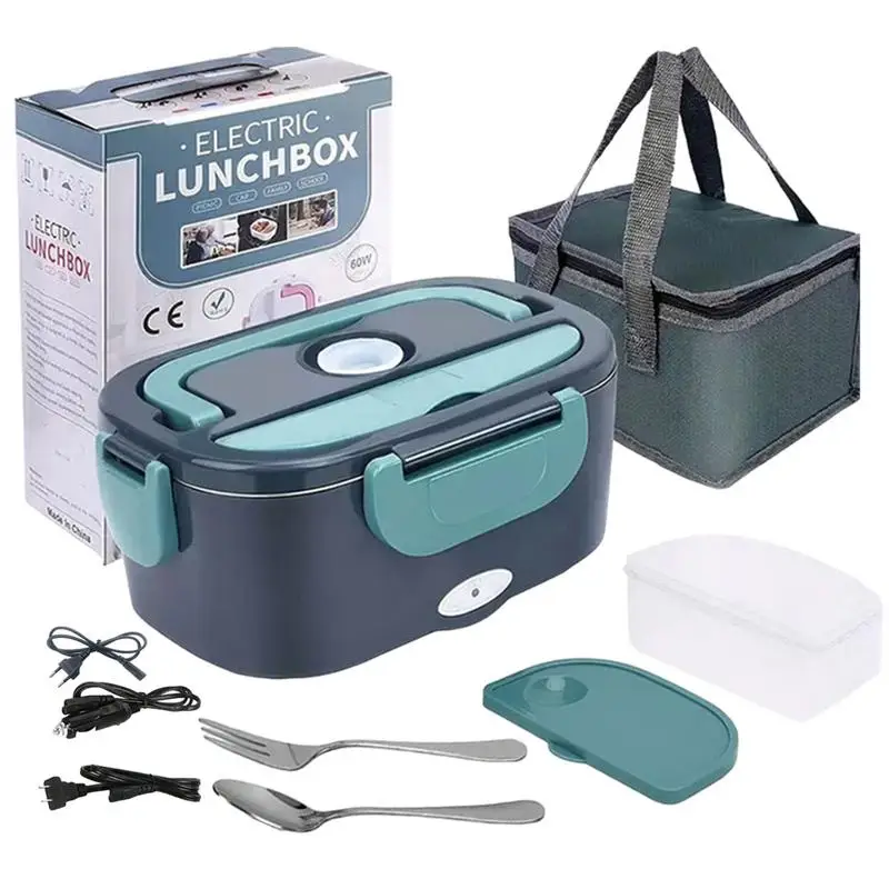 Car Heated Lunch Box Electric Lunch Box Food Warmer Portable Food Heater For Car Home Leak Proof Stainless Steel Liner Container