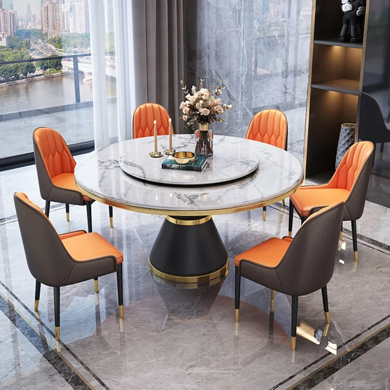 Luxury Nordic Dining Table Round Turntable Italy Style Dining Table Industrial Waterproof Mesas Pegables Portatil Home Furniture