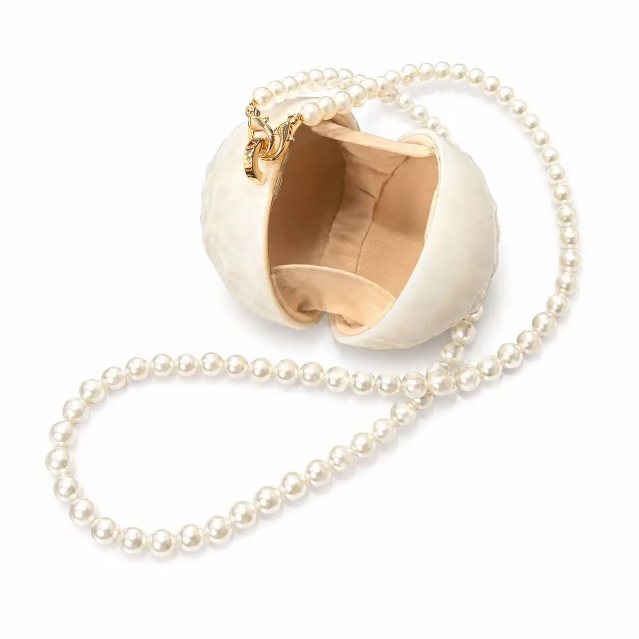 Trendy Acrylic Spherical Shaped Handheld Box Bag Mini White Pearl Beaded Chain Single Shoulder Bag Wedding Bridal Handbag