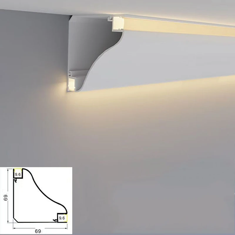 

Потолочный светодиодный алюминиевый профиль, настенный монтаж, настенный угловой декор, внутреннее атмосферное освещение, линейная жесткая полосовая лампа