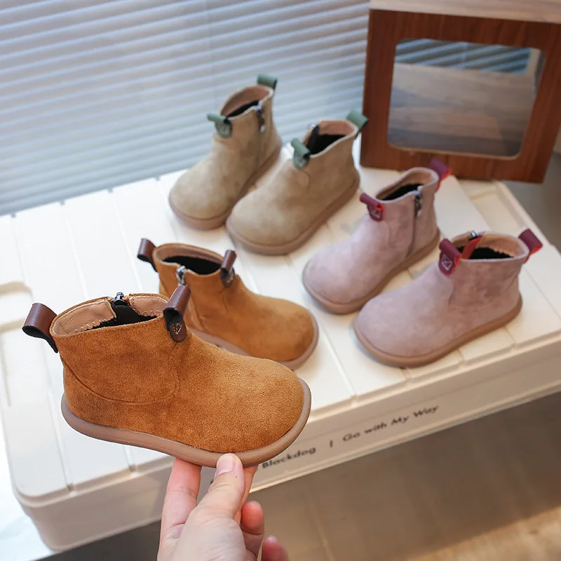 

Британские ботинки для девочек, осенние новые модные туфли для девочек, хлопковые ботинки в стиле ретро с флисом, детские ботильоны, универсальные детские ботинки Botas Niña