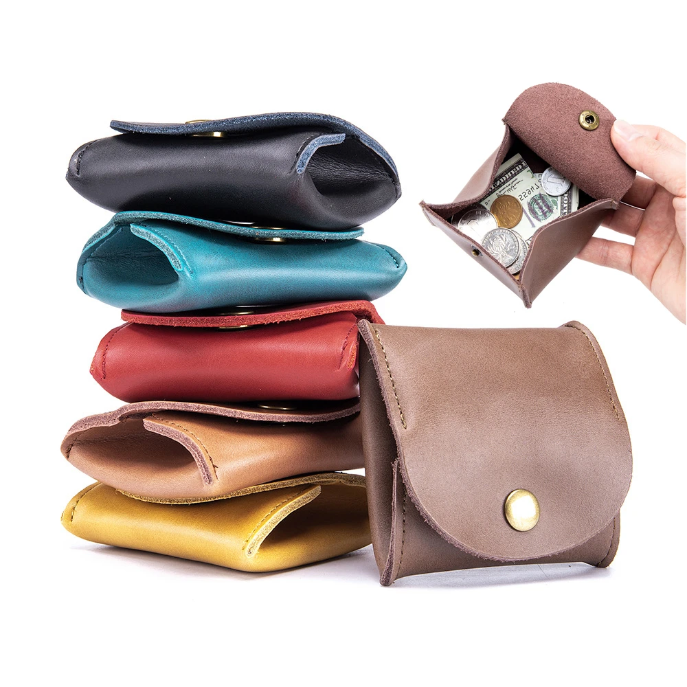 Genuine Leather Mini Coin Purse Female Zipper Cowhide Wallets Lady Small Coin Pocket Card Holder Mini Money Bag Portable Clutch