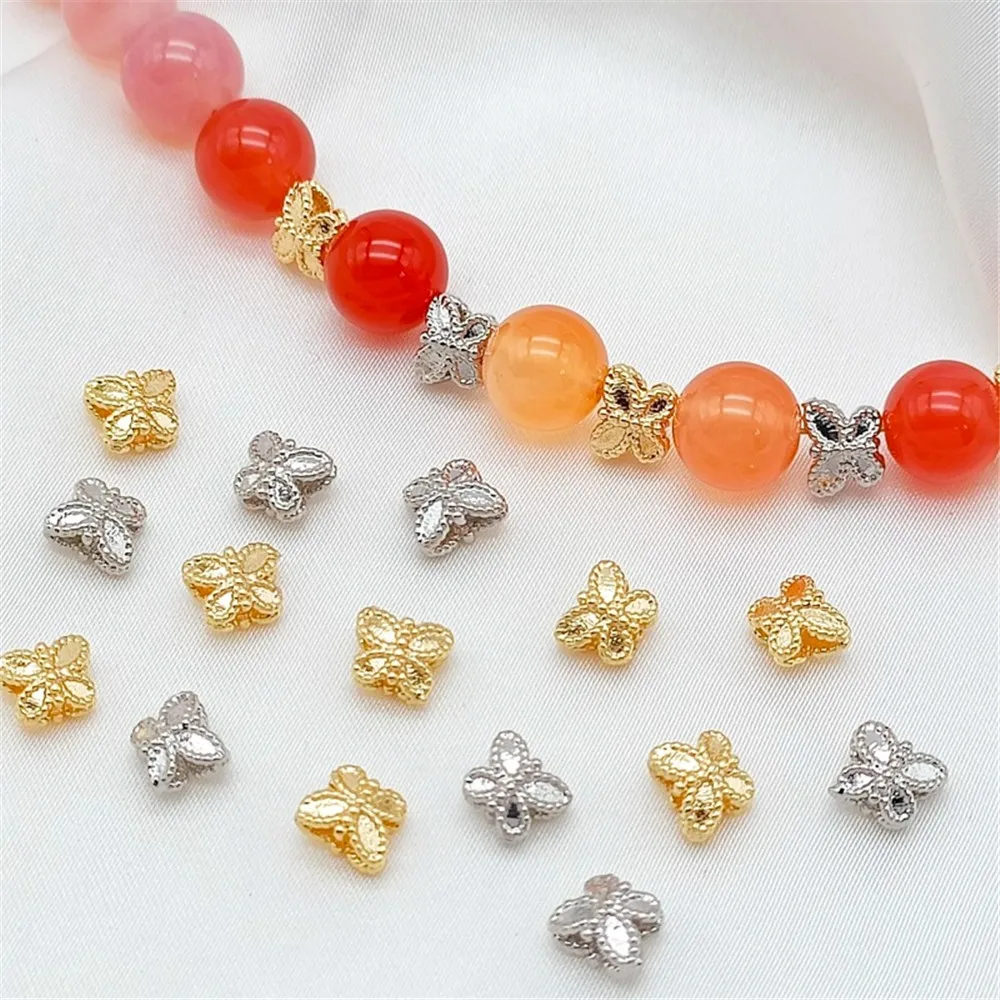 

14K Gold-plated Mini Double-sided Butterfly Beaded Handcrafted DIY Bracelet, Necklace, Jewelry Accessory, Loose Beaded Material