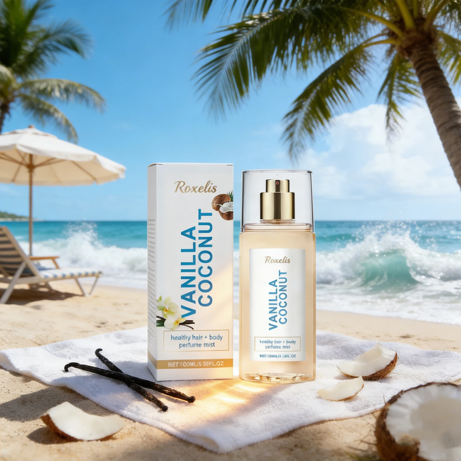 

Roxelis 100ml Vanilla Coconut Body Fragrance Spray Lasting Fragrance Exuded Unique Charm Fresh Romantic Portable Fragrance