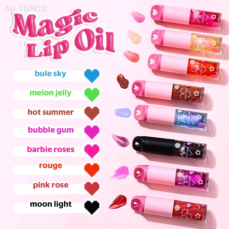 1Pc Long-Lasting Moisturizing Lip Gloss Easy Halo-Dyeing Mirror Finish Water Glass Lipstick with Love Pendant Pouty Lips Makeup