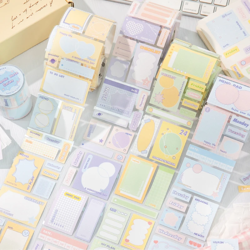 

Journal GO 6x200cm Romantic Notes Tape for Collage Junk Journal Memo Pads Office School Supplies Stationery Masking Tape