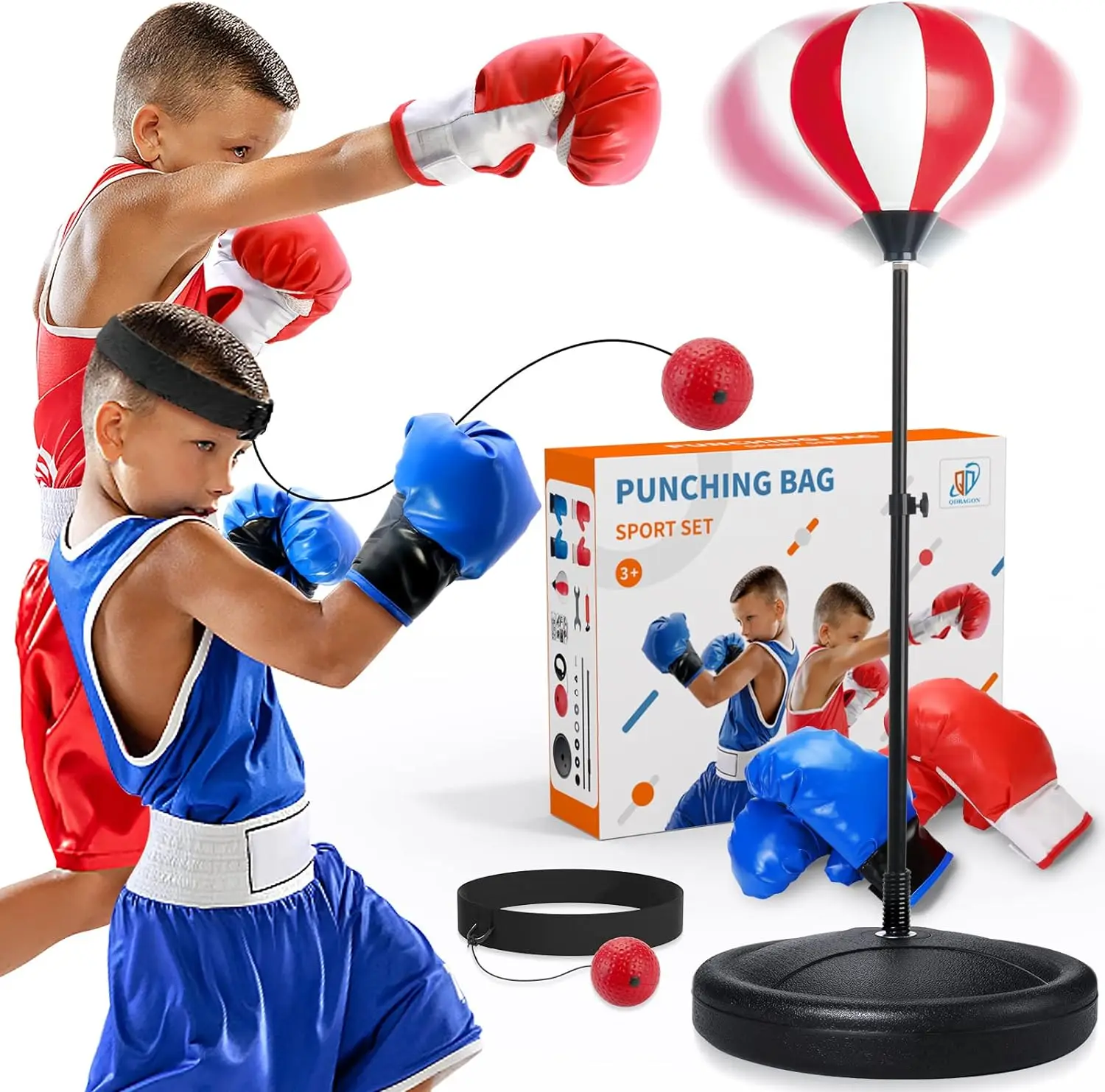 Punching Bag With Stand, Height Adjustable Reflex Bag W/Boxing Gloves, Hand Pump For Adults & Teens,Kids Boxing,Christmas Gifts