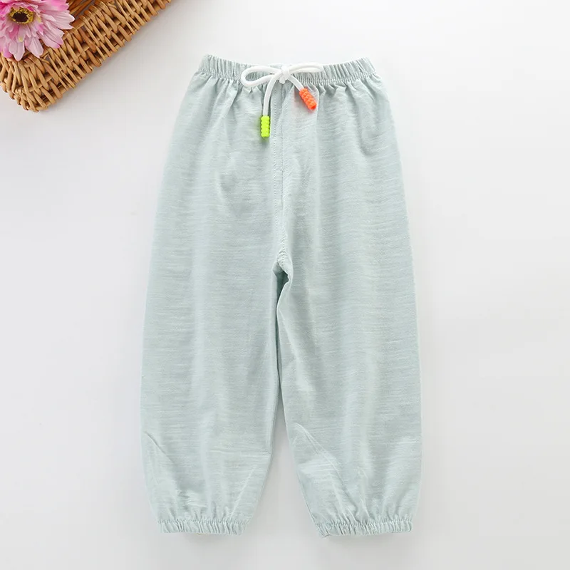 Baby Summer Candy Color Anti-Mosquito Pants Boy Girl Soft Bamboo Cotton Tie Bloomers Loose Pants Kids Spring Harem Pants