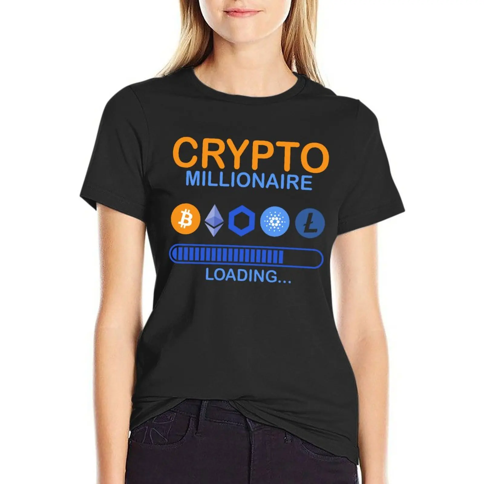 

Crypto Millionaire Loading, Crypto, Crypto Investor T-Shirt Female clothing female oversized spring clothes Women 2025