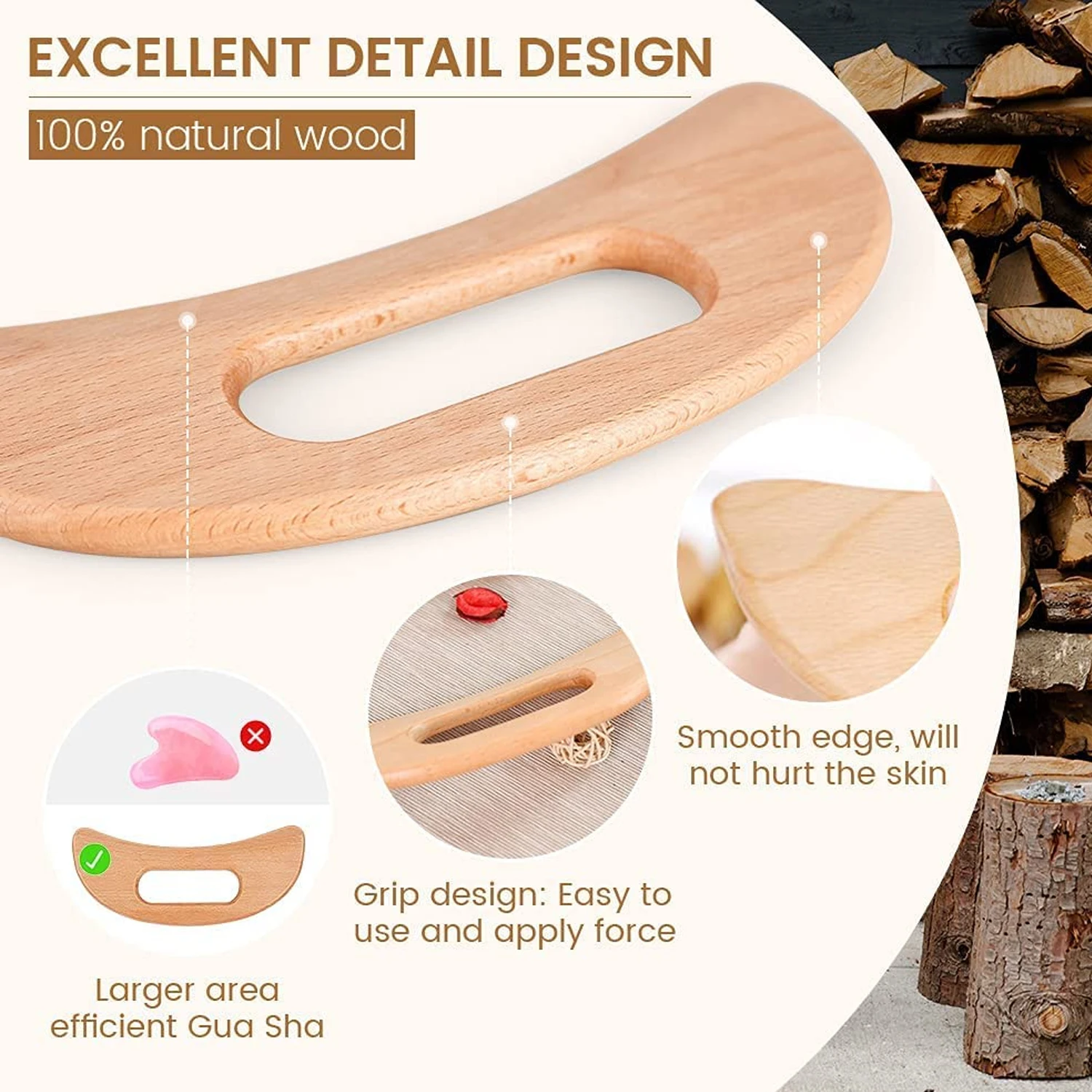 Wooden Gua Sha Tool Manual Massage Scraper for Anti Cellulite Slimming Guasha Massage Board Body Gua Sha Paddle Therapy Tool