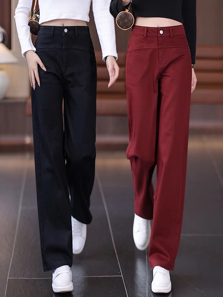 

High Waist Wide Leg Denim Jeans Women's Spring Autumn New Style Slimming Casual Loose Pure Cotton Straight Leg Pants