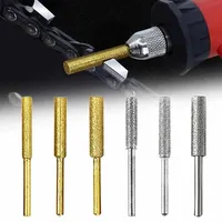 6pcs/set Diamond Coated Cylindrical Burr 4mm 4.8mm 5.5mm Chainsaw Sharpener Stone File Chain Saw Metal Carving Grinder Tools