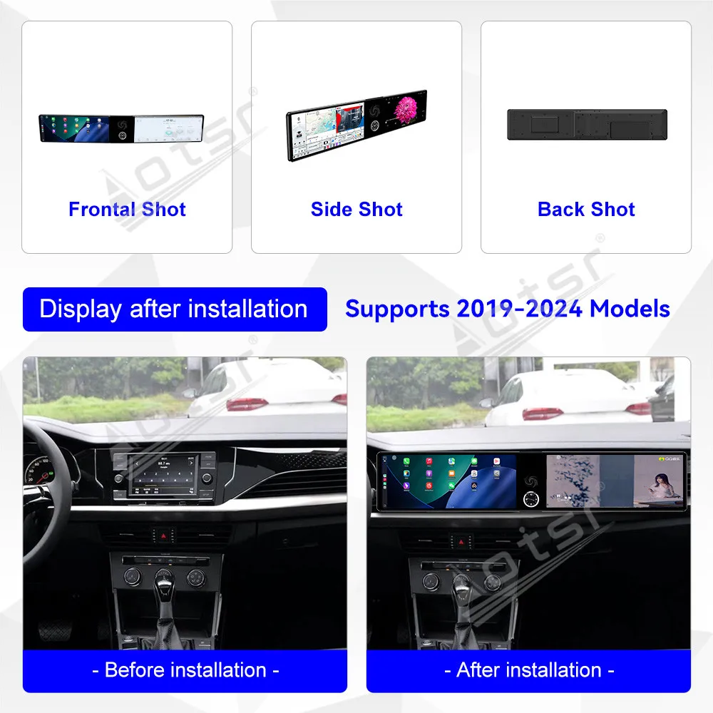 For Volkswagen Passat 2019-2024 Dual 12.3 Inch Car Radio GPS Navigation Multimedia System Carplay Stereo Head Unit Upgrade Kit