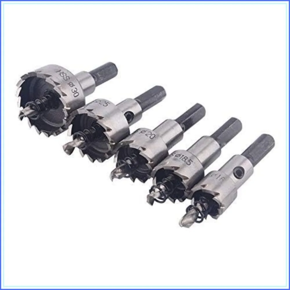 

5Pcs 16-30mm HSS Hole Saw Cutter Set, Heavy Duty Drill Bits for Stainless Steel, Aluminum, Wood
